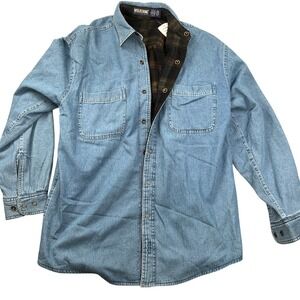 WOLVERINE Shirt Jacket Mens Medium Light Indigo Denim Fleece Lined Chore Outdoor